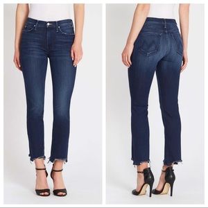 mother denim the rascal slim straight ankle chew hem tongue in chic jeans 
26